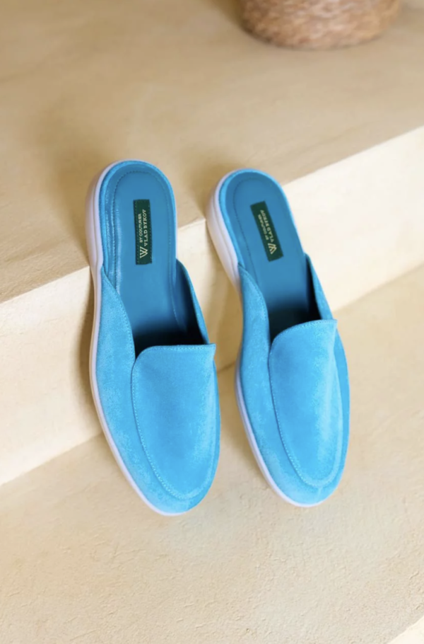 Sky Velvet Mules